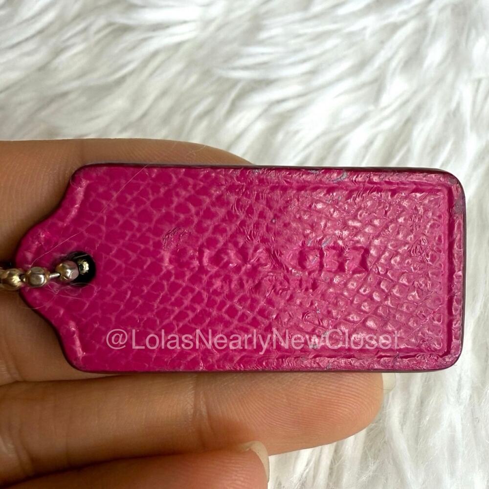 1.5" COACH Fuchsia Fob Bag Charm Hang tag Hangtag